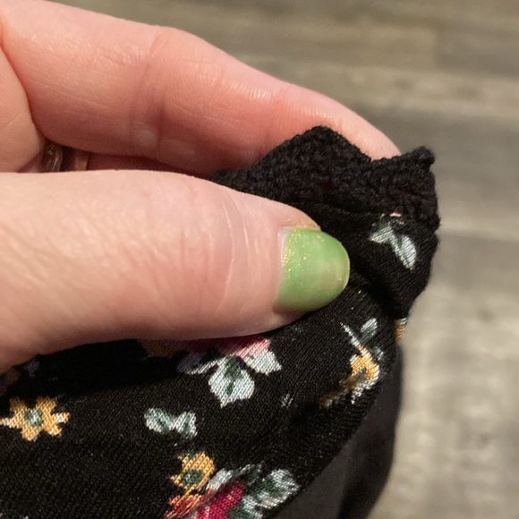 Pink roses on black field babydoll fit high/low tie close T-back top size 3X - Picture 6 of 6